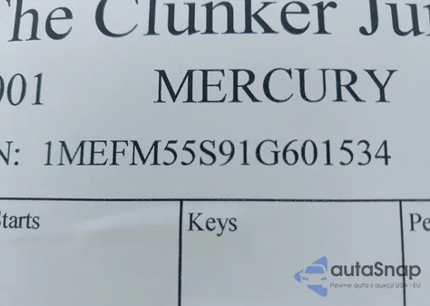 2001 Mercury Sable Ls Premium from USA, damaged, VIN 1MEFM55S91G601534